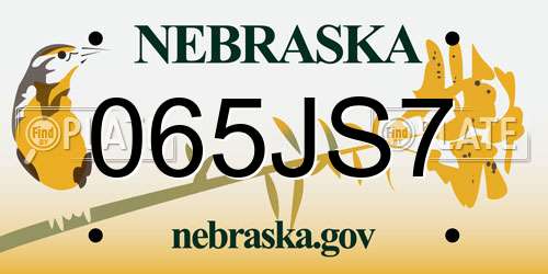 065JS7 Nebraska License Plate