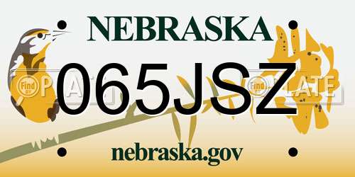 065JSZ Nebraska License Plate