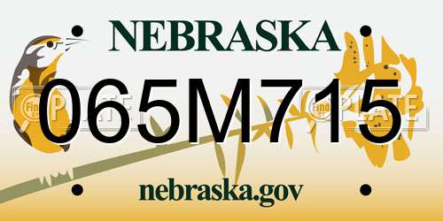 065M715 Nebraska License Plate