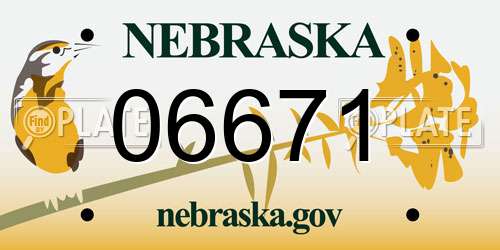 06671 Nebraska License Plate