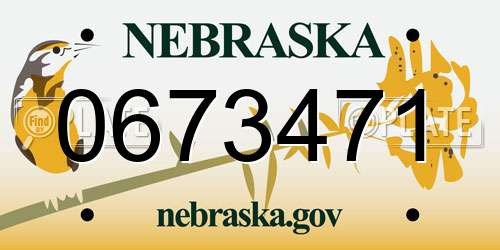 0673471 Nebraska License Plate