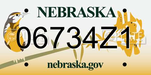 06734Z1 Nebraska License Plate
