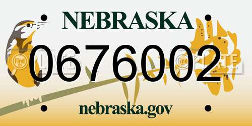 0676002 Nebraska License Plate