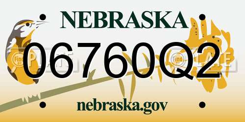 06760Q2 Nebraska License Plate
