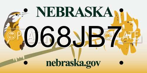 068JB7 Nebraska License Plate