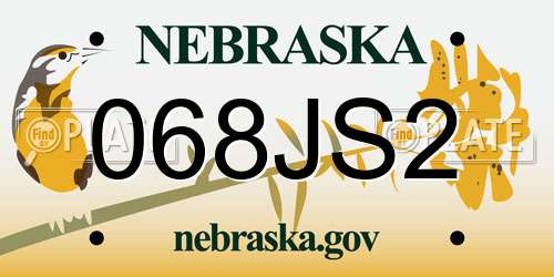 068JS2 Nebraska License Plate