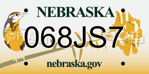 068JS7 Nebraska License Plate