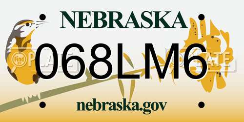 068LM6 Nebraska License Plate