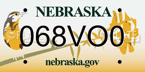 068VO0 Nebraska License Plate