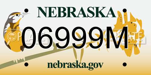 06999M Nebraska License Plate