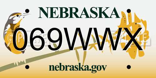 069WWX Nebraska License Plate