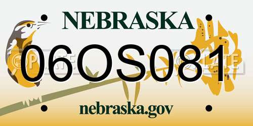 06OS081 Nebraska License Plate