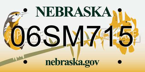 06SM715 Nebraska License Plate
