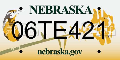06TE421 Nebraska License Plate