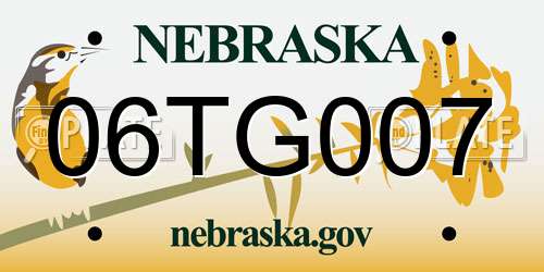 06TG007 Nebraska License Plate