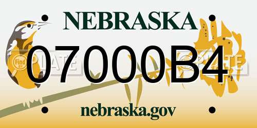 07000B4 Nebraska License Plate