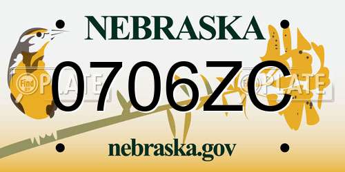 0706ZC Nebraska License Plate