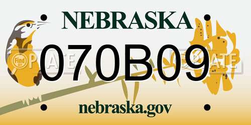 070B09 Nebraska License Plate