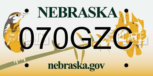 070GZC Nebraska License Plate