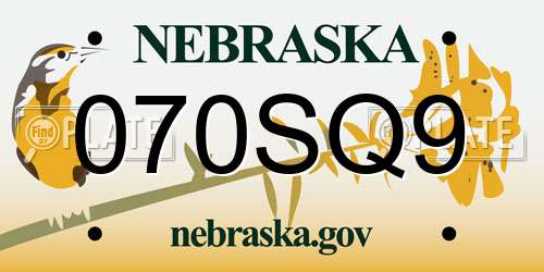 070SQ9 Nebraska License Plate
