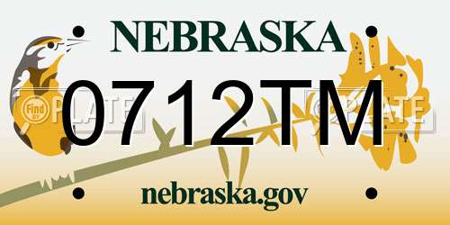 0712TM Nebraska License Plate