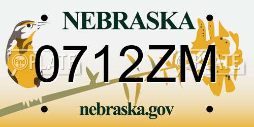 0712ZM Nebraska License Plate