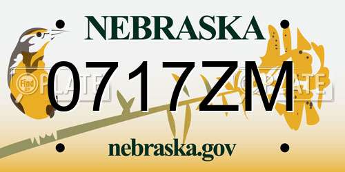 0717ZM Nebraska License Plate