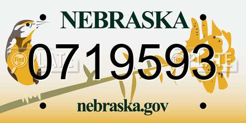 0719593 Nebraska License Plate