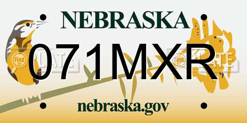 071MXR Nebraska License Plate