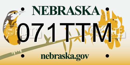 071TTM Nebraska License Plate