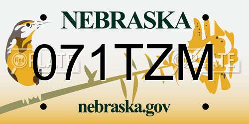 071TZM Nebraska License Plate