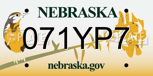 071YP7 Nebraska License Plate