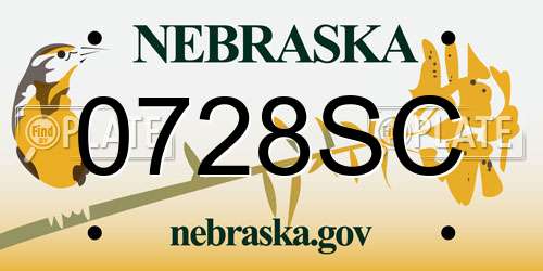 0728SC Nebraska License Plate