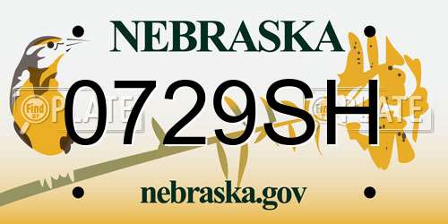 0729SH Nebraska License Plate