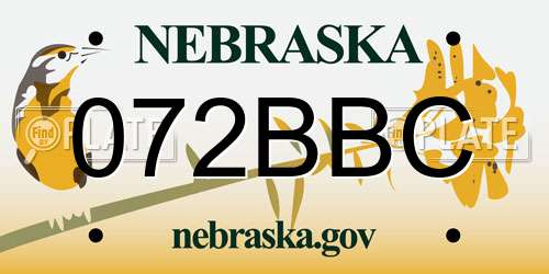 072BBC Nebraska License Plate