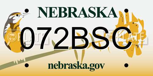 072BSC Nebraska License Plate