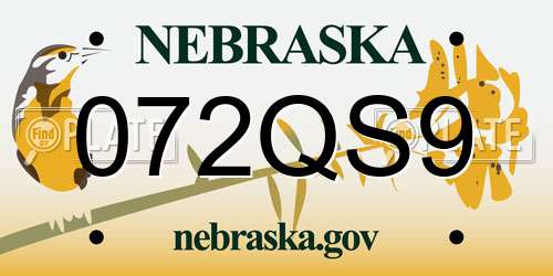 072QS9 Nebraska License Plate
