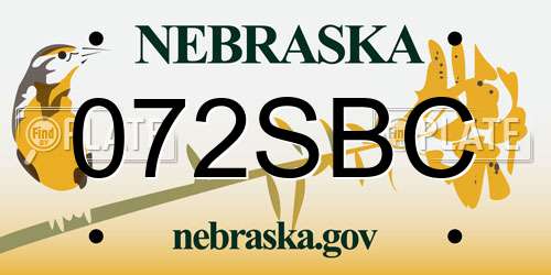 072SBC Nebraska License Plate