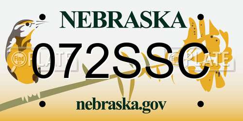 072SSC Nebraska License Plate