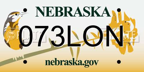 073LON Nebraska License Plate