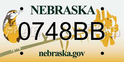 0748BB Nebraska License Plate