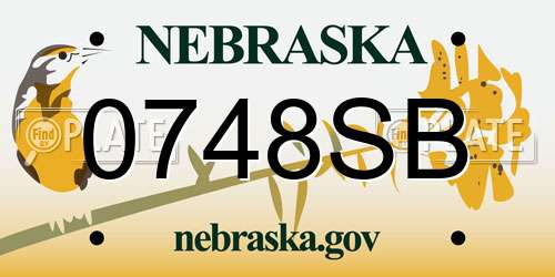 0748SB Nebraska License Plate