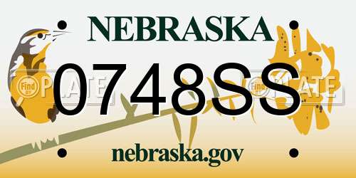 0748SS Nebraska License Plate