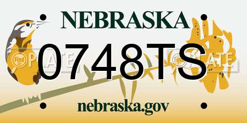 0748TS Nebraska License Plate