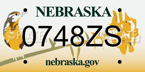 0748ZS Nebraska License Plate