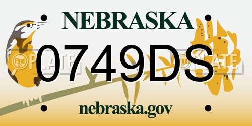 0749DS Nebraska License Plate