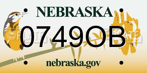 0749OB Nebraska License Plate