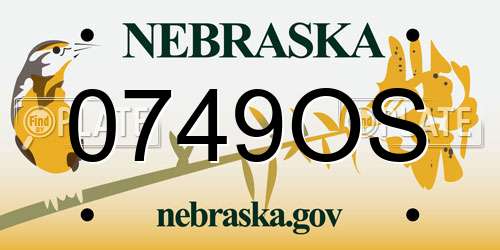 0749OS Nebraska License Plate