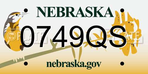 0749QS Nebraska License Plate
