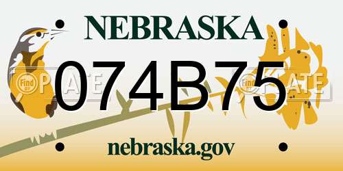 074B75 Nebraska License Plate